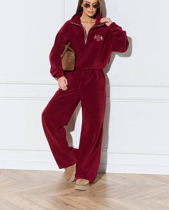 103 Спортивний костюм з поларфлісу на стойці з вишивкою